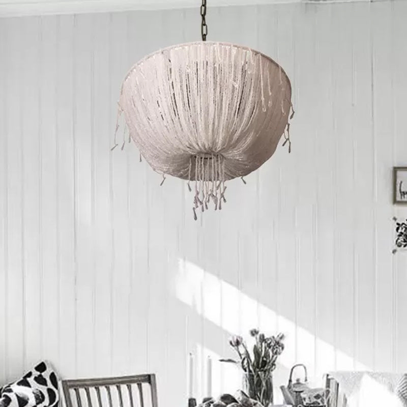 Contemporary Dome Hanging Chandelier Crystal 3 Bulbs Suspension Light in White for Dining Room White Clearhalo 'Ceiling Lights' 'Chandeliers' Lighting' options 231017_82344b29-feb3-4353-9448-1c47fceb142a