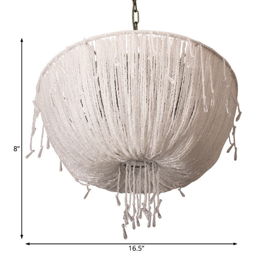 Contemporary Dome Hanging Chandelier Crystal 3 Bulbs Suspension Light in White for Dining Room Clearhalo 'Ceiling Lights' 'Chandeliers' Lighting' options 231020