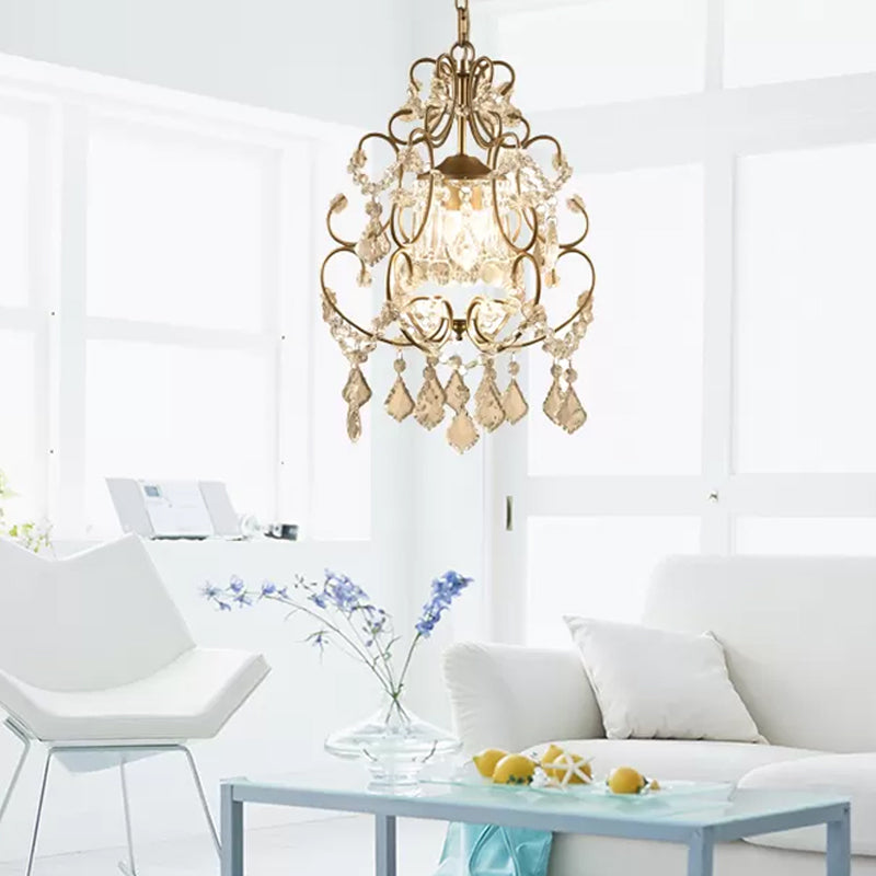 Gourd Pendant Lighting Nordic Crystal 1/3 Bulbs Brass Hanging Lamp for Living Room 1 Brass Clearhalo 'Ceiling Lights' 'Pendant Lights' 'Pendants' Lighting' 231036_f09e4e96-8dce-4544-b70d-89574e179cce