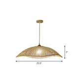 Wave-Edge Suspension Lighting Asian Bamboo 1-Bulb Bedroom Pendant Light in Beige Clearhalo 'Ceiling Lights' 'Pendant Lights' 'Pendants' Lighting' 2310456