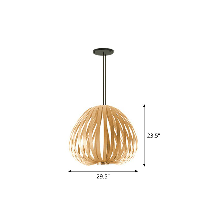 Sphere Restaurant Suspension Lighting Wooden Single-Bulb Minimalist Pendant Light Kit Wood A Clearhalo 'Ceiling Lights' 'Pendant Lights' 'Pendants' Lighting' 2310523_05337af9-ef39-494d-8be3-7600f79ebf19