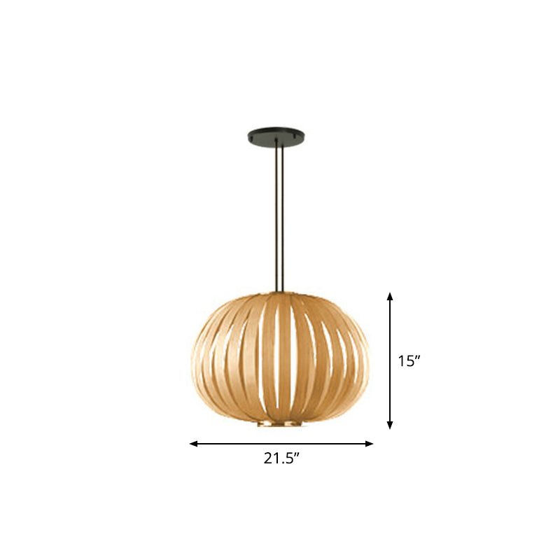 Sphere Restaurant Suspension Lighting Wooden Single-Bulb Minimalist Pendant Light Kit Clearhalo 'Ceiling Lights' 'Pendant Lights' 'Pendants' Lighting' 2310526