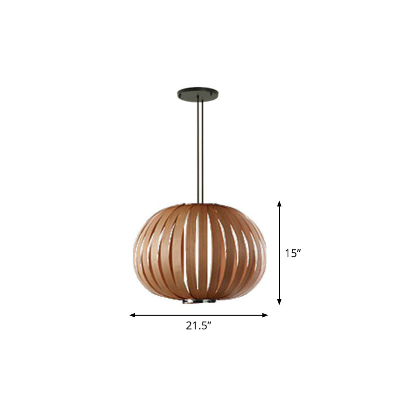 Sphere Restaurant Suspension Lighting Wooden Single-Bulb Minimalist Pendant Light Kit Brown C Clearhalo 'Ceiling Lights' 'Pendant Lights' 'Pendants' Lighting' 2310531_6a62d380-3dc2-4556-9c86-a83be7d42db6