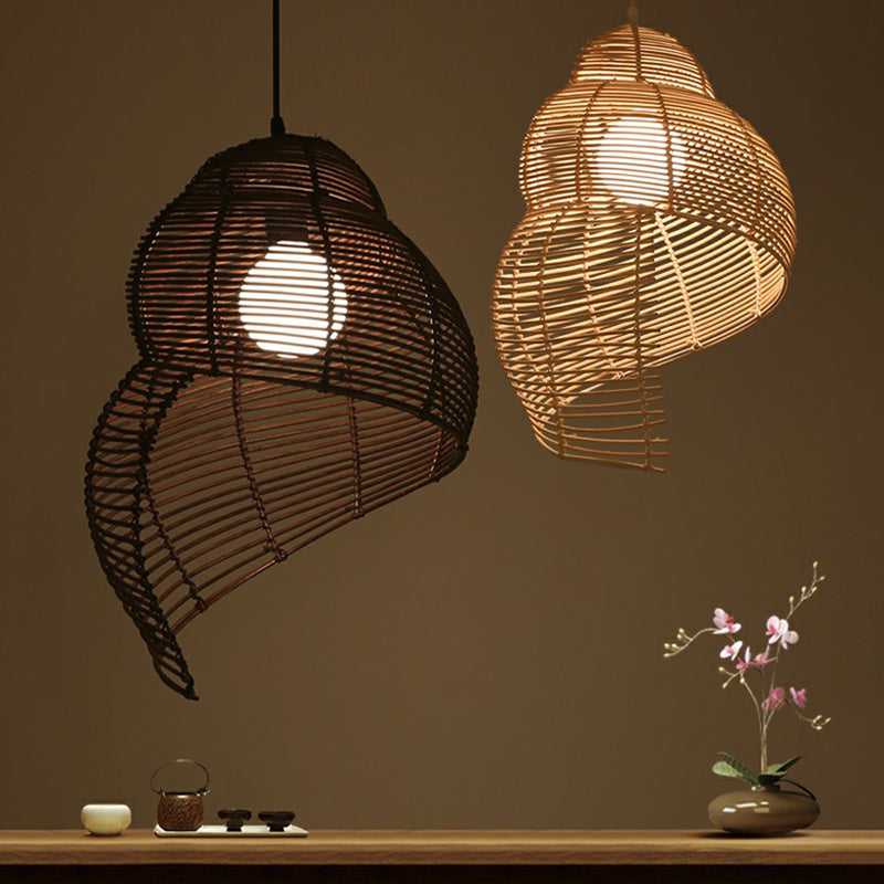 Coastal Spiral Shell Pendant Lighting Bamboo 1-Light Dining Room Suspended Lighting Fixture Wood Clearhalo 'Ceiling Lights' 'Pendant Lights' 'Pendants' Lighting' 2310533_051d92b7-a760-4284-a9d5-f88c521aeeac