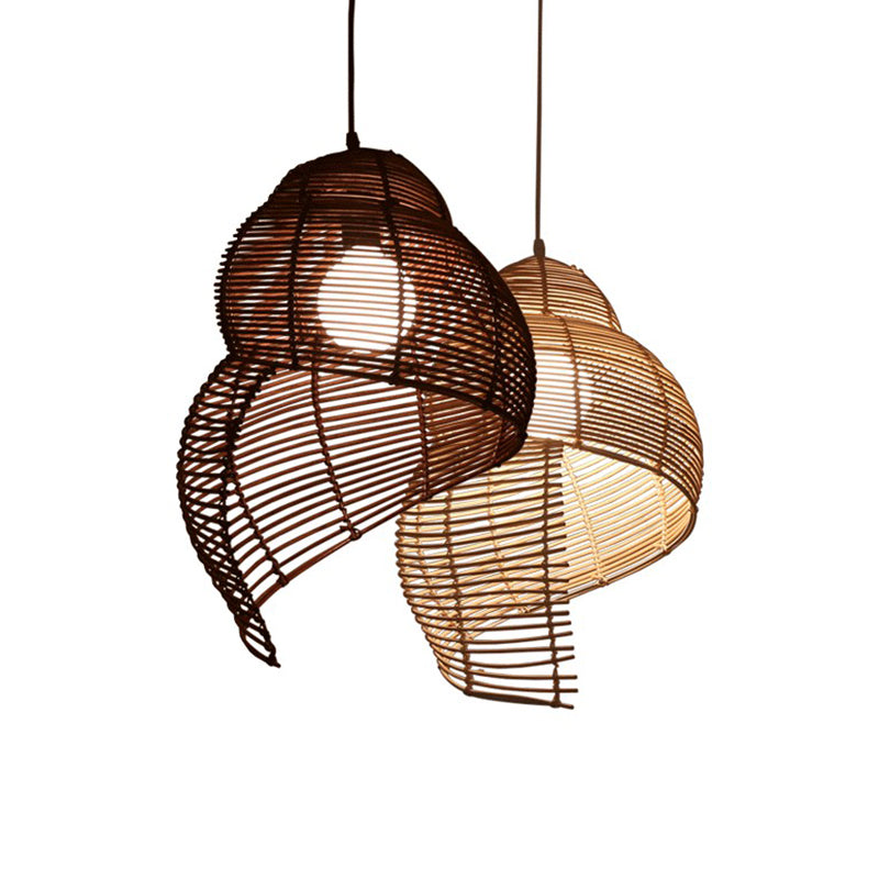 Coastal Spiral Shell Pendant Lighting Bamboo 1-Light Dining Room Suspended Lighting Fixture Clearhalo 'Ceiling Lights' 'Pendant Lights' 'Pendants' Lighting' 2310535