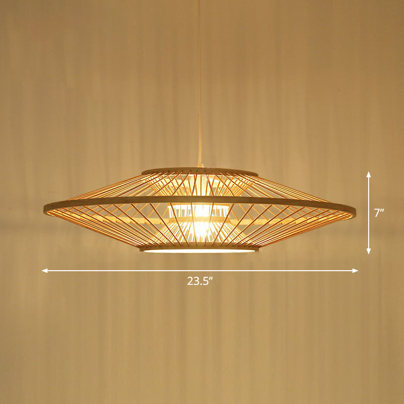 Hand-Crafted Ceiling Pendant Light Modern Bamboo 1 Bulb Tearoom Drop Lamp in Beige Beige Clearhalo 'Ceiling Lights' 'Pendant Lights' 'Pendants' Lighting' 2310538_bd85717f-9037-41d4-955e-997e1f6e165c