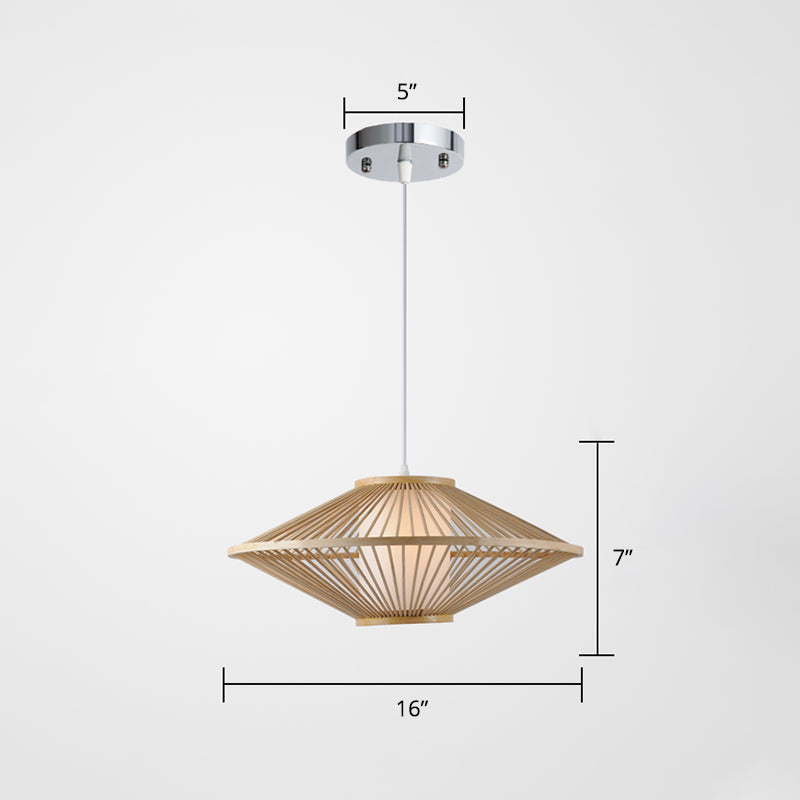 Conical Cage Bamboo Suspension Light Contemporary 1 Head Wood Ceiling Pendant Lamp Clearhalo 'Ceiling Lights' 'Pendant Lights' 'Pendants' Lighting' 2310544