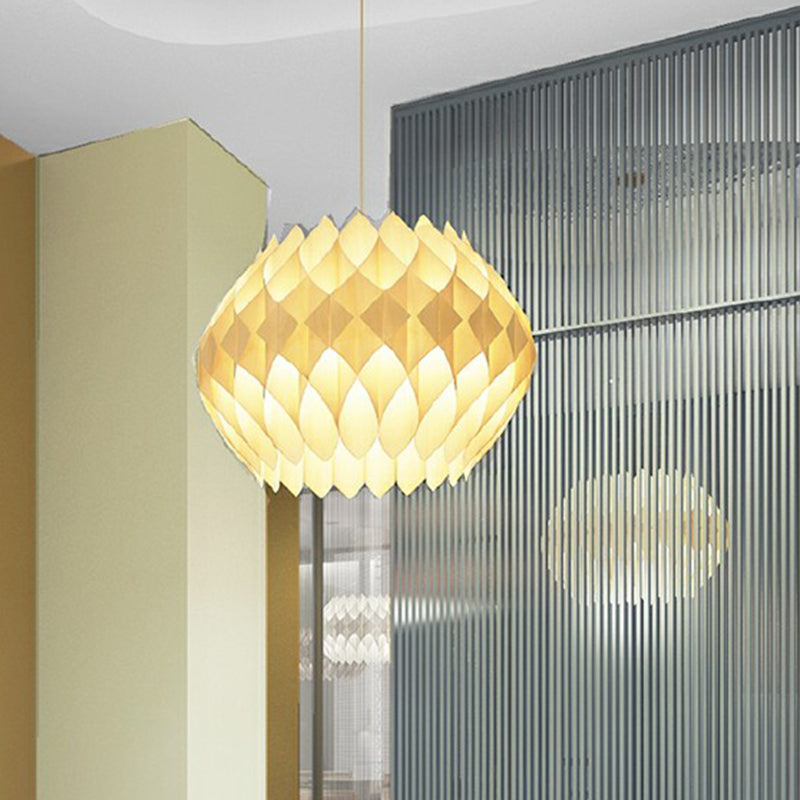 Nordic Globe Hanging Light Wooden 1-Light Dining Room Ceiling Suspension Lamp in Beige Clearhalo 'Ceiling Lights' 'Pendant Lights' 'Pendants' Lighting' 2310569