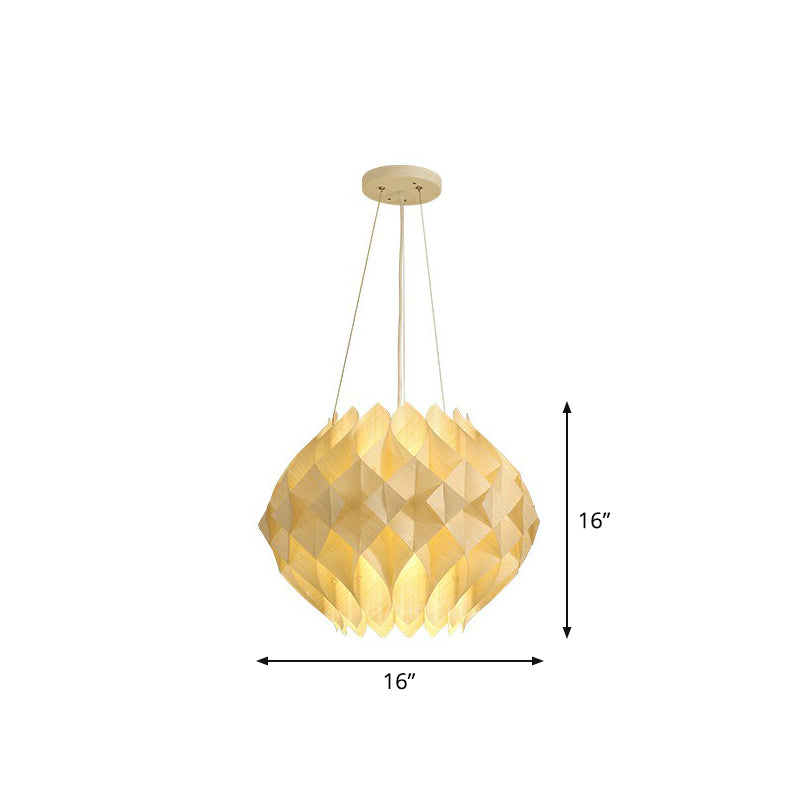 Nordic Globe Hanging Light Wooden 1-Light Dining Room Ceiling Suspension Lamp in Beige Clearhalo 'Ceiling Lights' 'Pendant Lights' 'Pendants' Lighting' 2310570