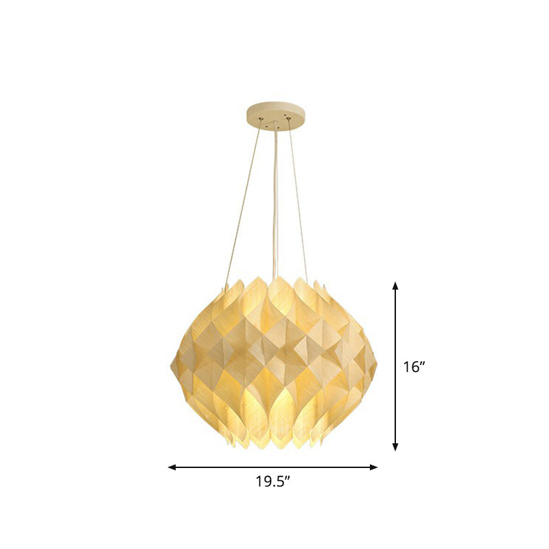 Nordic Globe Hanging Light Wooden 1-Light Dining Room Ceiling Suspension Lamp in Beige Clearhalo 'Ceiling Lights' 'Pendant Lights' 'Pendants' Lighting' 2310571