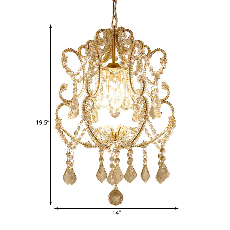 Brass Laser-Cut Pendant Lamp Modernism Crystal 1 Head Hanging Light Fixture for Living Room Clearhalo 'Ceiling Lights' 'Pendant Lights' 'Pendants' Lighting' 231062