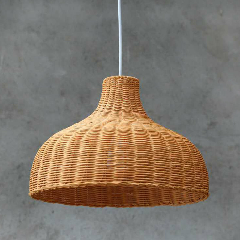 Asian Style Onion Shaped Hanging Lamp Bamboo 1-Light Living Room Pendulum Light Fixture Clearhalo 'Ceiling Lights' 'Pendant Lights' 'Pendants' Lighting' 2310620