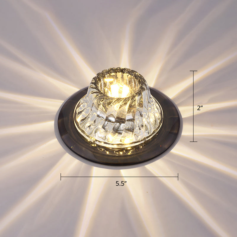 Flared LED Flush Mount Ceiling Fixture Simple Twisted Crystal Corridor Flush Light in Clear Clear Warm Clearhalo 'Ceiling Lights' 'Close To Ceiling Lights' 'Close to ceiling' 'Flush mount' Lighting' 2310715