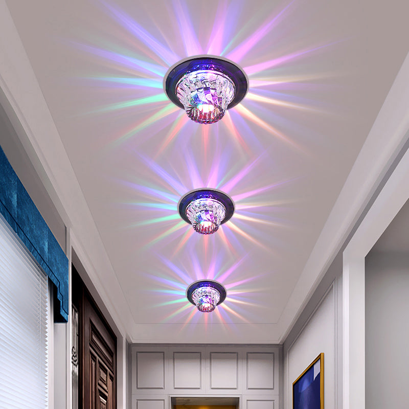 Flared LED Flush Mount Ceiling Fixture Simple Twisted Crystal Corridor Flush Light in Clear Clearhalo 'Ceiling Lights' 'Close To Ceiling Lights' 'Close to ceiling' 'Flush mount' Lighting' 2310720