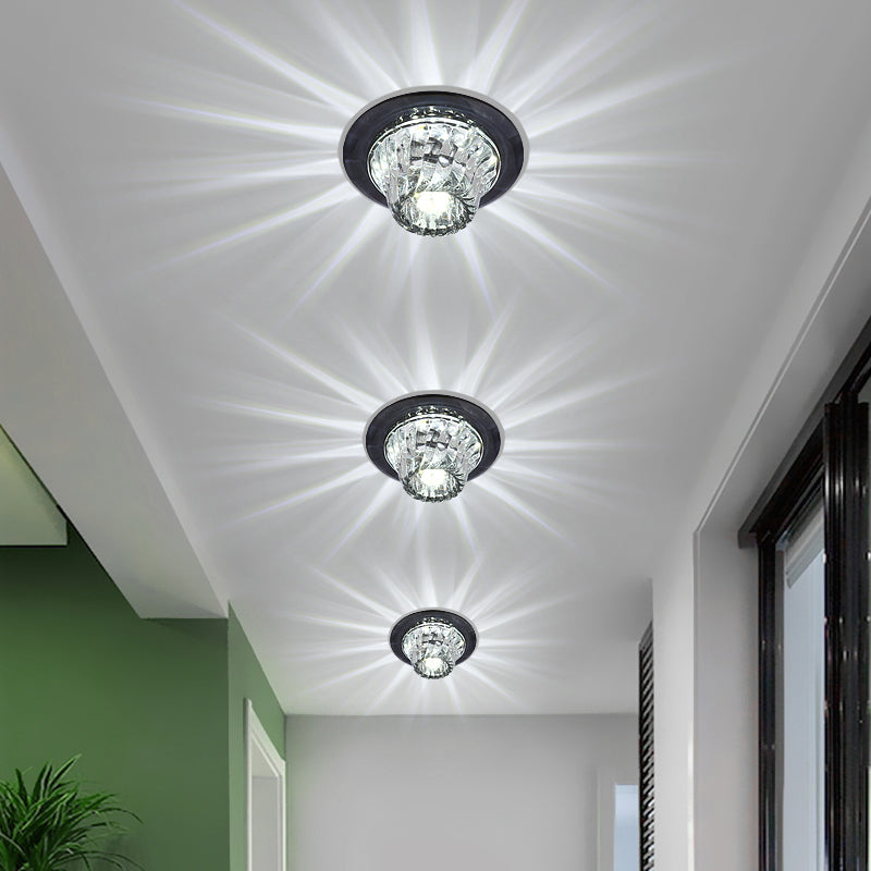 Flared LED Flush Mount Ceiling Fixture Simple Twisted Crystal Corridor Flush Light in Clear Clearhalo 'Ceiling Lights' 'Close To Ceiling Lights' 'Close to ceiling' 'Flush mount' Lighting' 2310721