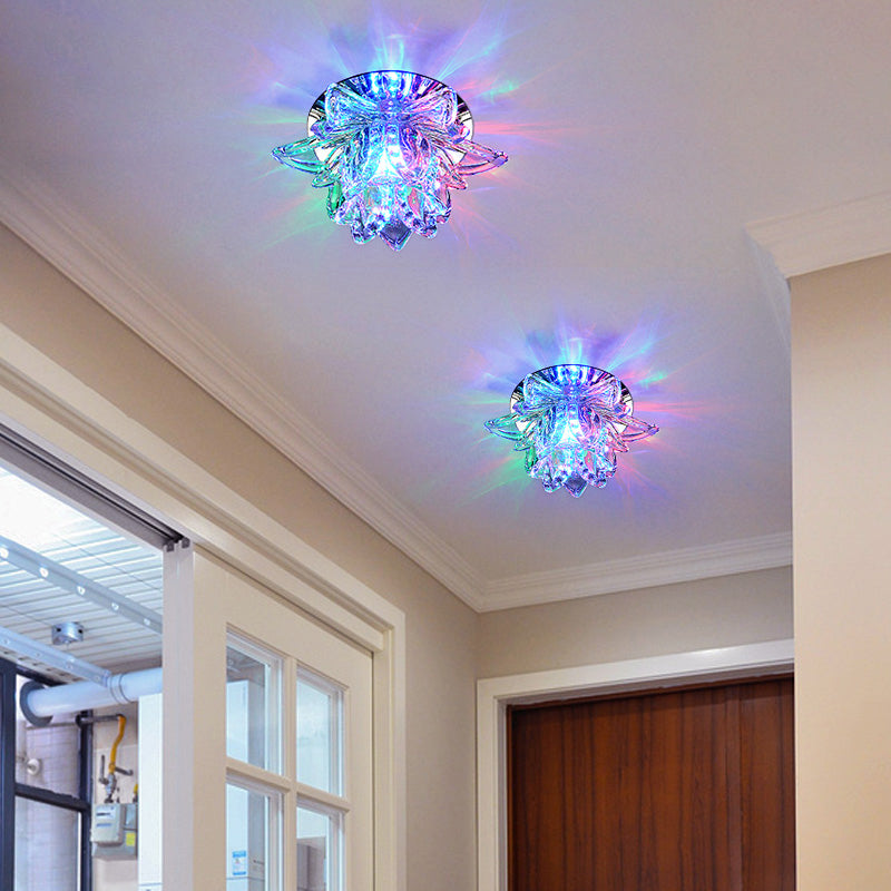 Contemporary Lotus Blossom Ceiling Flush Light Clear Crystal Corridor LED Flush Mount Fixture Clearhalo 'Ceiling Lights' 'Close To Ceiling Lights' 'Close to ceiling' 'Flush mount' Lighting' 2310774