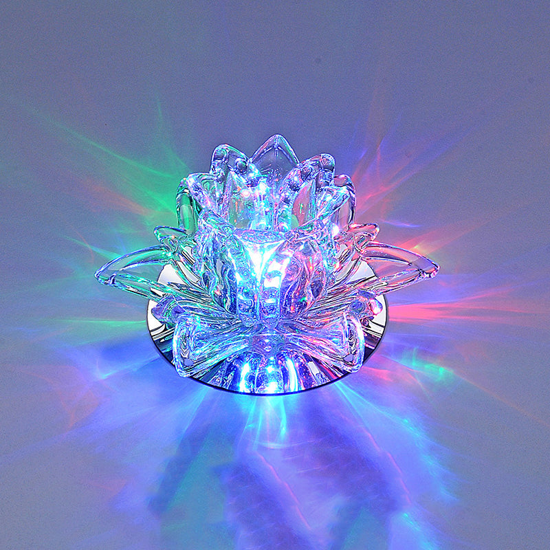 Contemporary Lotus Blossom Ceiling Flush Light Clear Crystal Corridor LED Flush Mount Fixture Clear Multi Color Clearhalo 'Ceiling Lights' 'Close To Ceiling Lights' 'Close to ceiling' 'Flush mount' Lighting' 2310776
