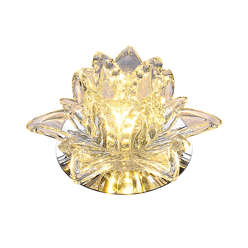 Contemporary Lotus Blossom Ceiling Flush Light Clear Crystal Corridor LED Flush Mount Fixture Clearhalo 'Ceiling Lights' 'Close To Ceiling Lights' 'Close to ceiling' 'Flush mount' Lighting' 2310781