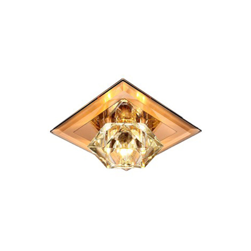 Beveled K9 Crystal Floweret Flushmount Lighting Simplicity LED Ceiling Mount Light for Hallway Clearhalo 'Ceiling Lights' 'Close To Ceiling Lights' 'Close to ceiling' 'Flush mount' Lighting' 2310787