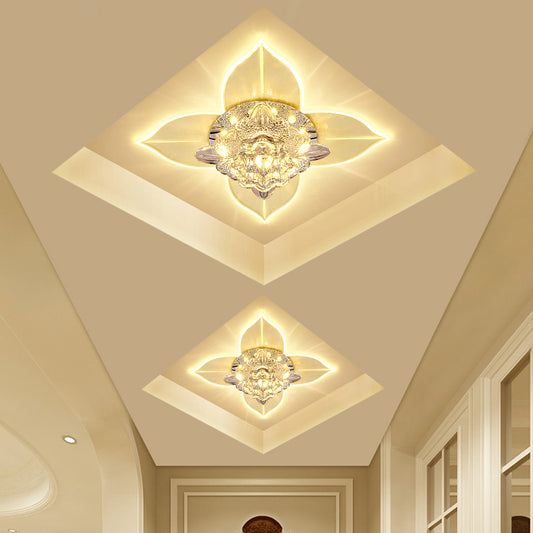 Petals Foyer LED Ceiling Light Flower Crystal Modernist Flush-Mount Light Fixture Clearhalo 'Ceiling Lights' 'Close To Ceiling Lights' 'Close to ceiling' 'Flush mount' Lighting' 2310802