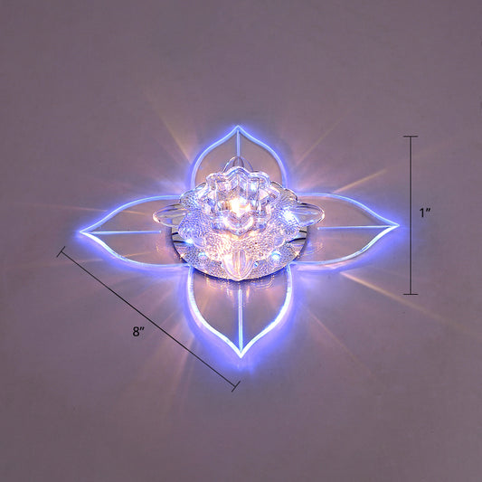 Petals Foyer LED Ceiling Light Flower Crystal Modernist Flush-Mount Light Fixture Clear Blue Clearhalo 'Ceiling Lights' 'Close To Ceiling Lights' 'Close to ceiling' 'Flush mount' Lighting' 2310805