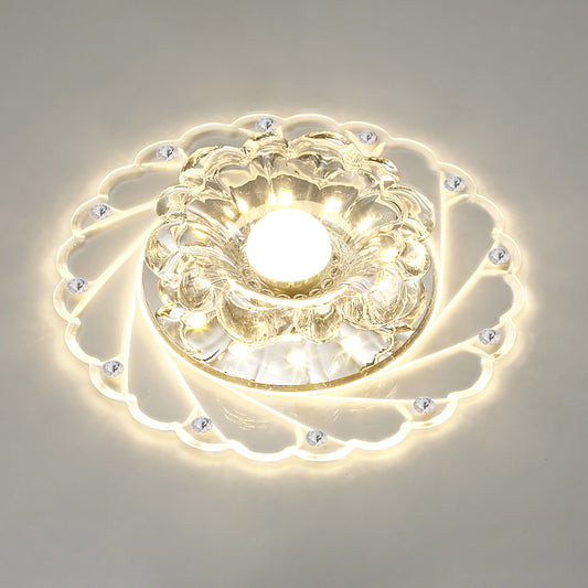 Modern Flower Shape Flush Mount Ceiling Lighting Fixture Clear Crystal Aisle LED Flush Mounted Lamp Clear D Clearhalo 'Ceiling Lights' 'Close To Ceiling Lights' 'Close to ceiling' 'Flush mount' Lighting' 2310814