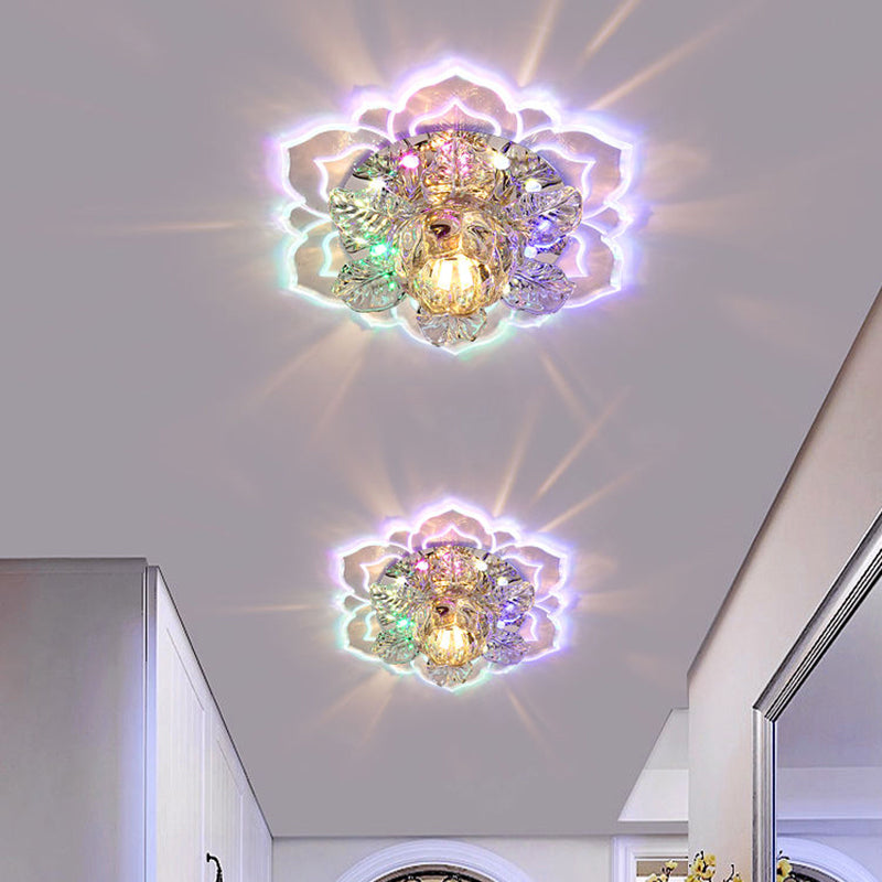 Floral Led Surface Mount Ceiling Light Minimalist Clear Crystal Hallway Flush Light Fixture Clearhalo 'Ceiling Lights' 'Close To Ceiling Lights' 'Close to ceiling' 'Flush mount' Lighting' 2310822