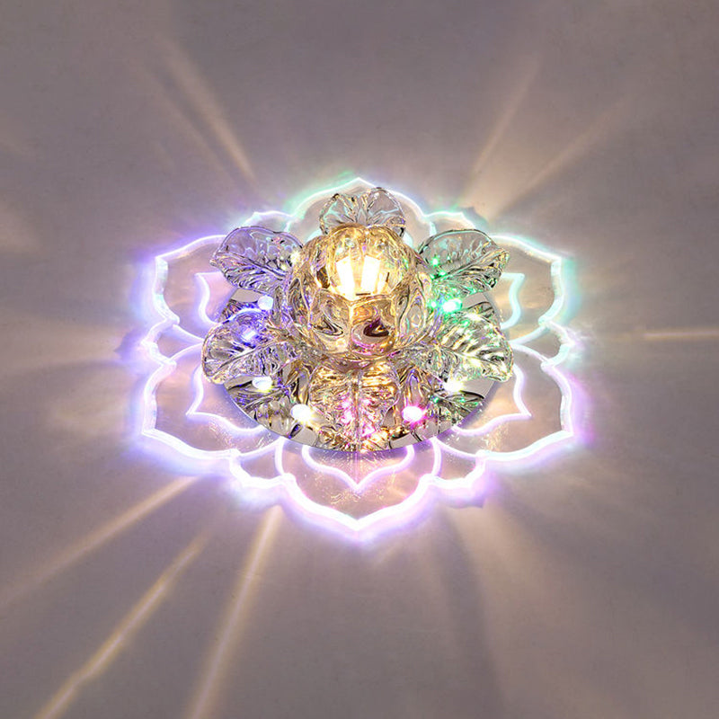 Floral Led Surface Mount Ceiling Light Minimalist Clear Crystal Hallway Flush Light Fixture Clear Multi Color Clearhalo 'Ceiling Lights' 'Close To Ceiling Lights' 'Close to ceiling' 'Flush mount' Lighting' 2310823