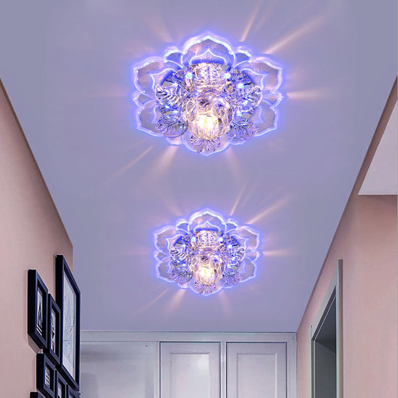 Floral Led Surface Mount Ceiling Light Minimalist Clear Crystal Hallway Flush Light Fixture Clearhalo 'Ceiling Lights' 'Close To Ceiling Lights' 'Close to ceiling' 'Flush mount' Lighting' 2310828