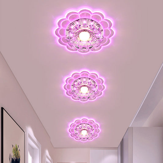 Scalloped Flush Mount Recessed Lighting Modern Crystal Clear LED Ceiling Fixture for Corridor Clearhalo 'Ceiling Lights' 'Close To Ceiling Lights' 'Close to ceiling' 'Flush mount' Lighting' 2310830