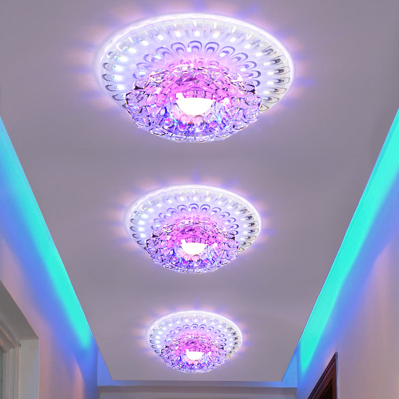 Bloom Entryway LED Ceiling Lamp Clear Crystal Modern Flush-Mount Light Fixture in White Clear Multi Color Clearhalo 'Ceiling Lights' 'Close To Ceiling Lights' 'Close to ceiling' 'Flush mount' Lighting' 2310838