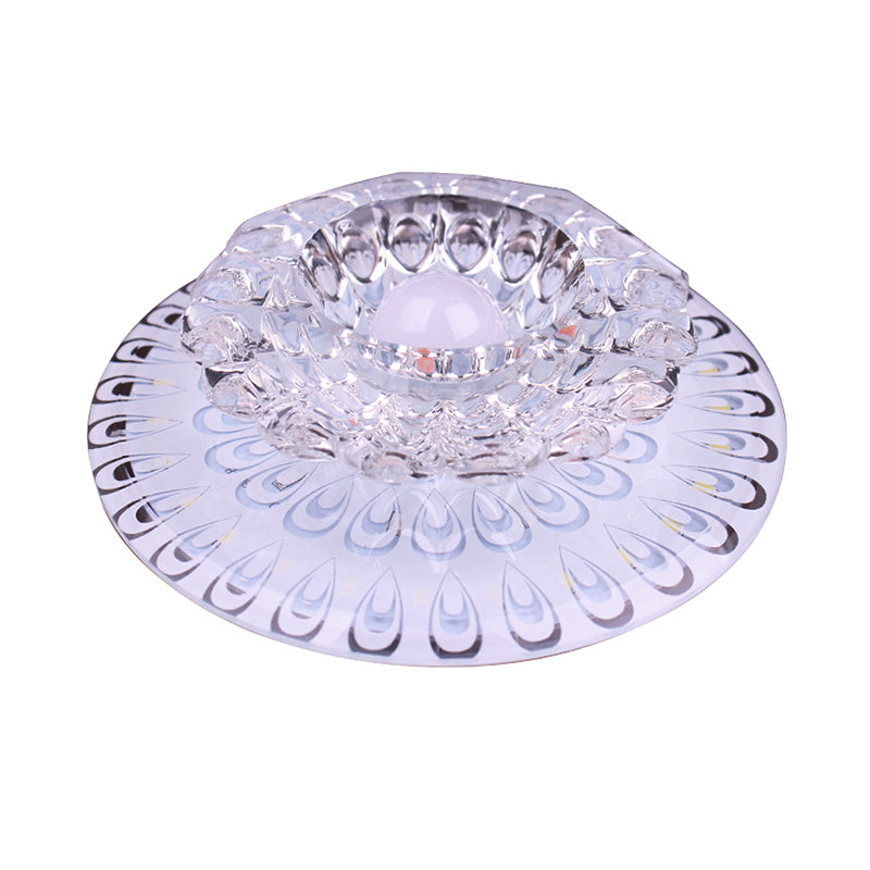 Bloom Entryway LED Ceiling Lamp Clear Crystal Modern Flush-Mount Light Fixture in White Clearhalo 'Ceiling Lights' 'Close To Ceiling Lights' 'Close to ceiling' 'Flush mount' Lighting' 2310842