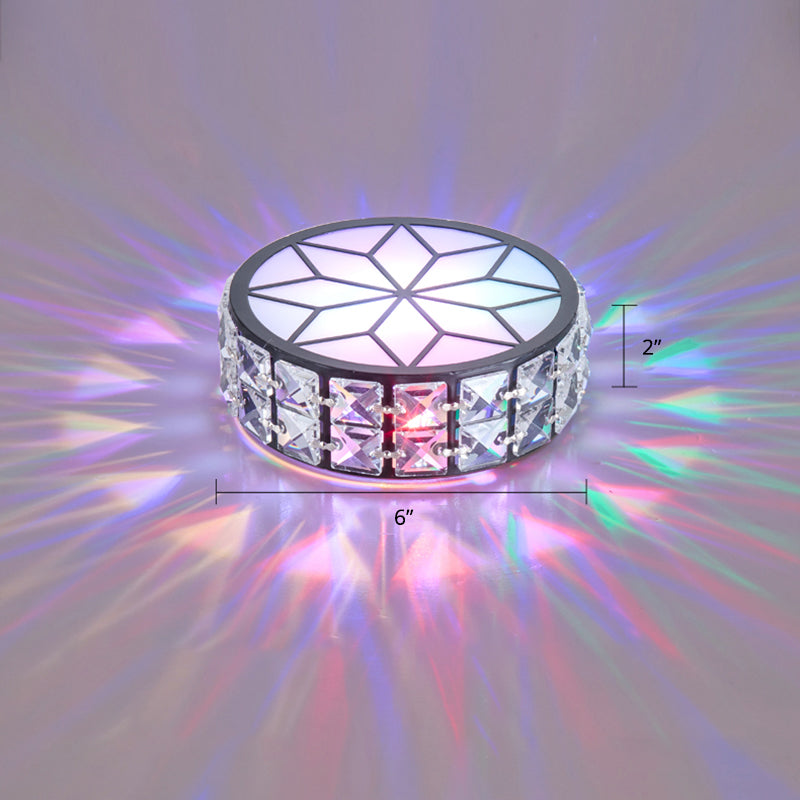 Round Clear Cut Crystal Flush Mount Modernism LED Ceiling Mount Light with Floral Pattern Clear Multi Color Clearhalo 'Ceiling Lights' 'Close To Ceiling Lights' 'Close to ceiling' 'Flush mount' Lighting' 2310870