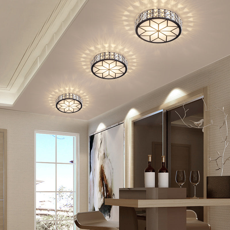 Round Clear Cut Crystal Flush Mount Modernism LED Ceiling Mount Light with Floral Pattern Clearhalo 'Ceiling Lights' 'Close To Ceiling Lights' 'Close to ceiling' 'Flush mount' Lighting' 2310871