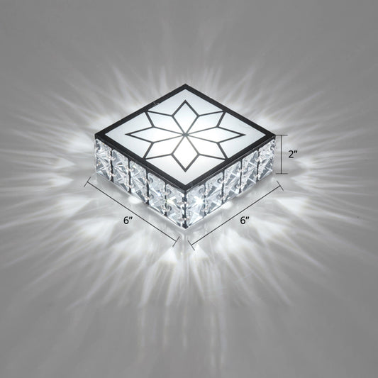 Beveled Crystal Square Flushmount Light Minimalist Clear LED Flush Ceiling Light Fixture for Foyer Clear White Clearhalo 'Ceiling Lights' 'Close To Ceiling Lights' 'Close to ceiling' 'Flush mount' Lighting' 2310880