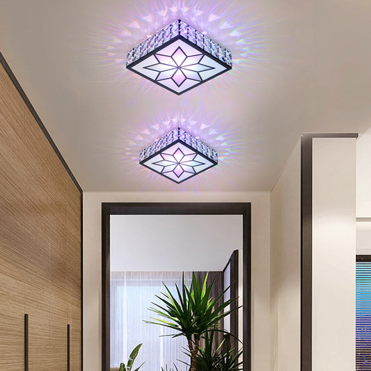 Beveled Crystal Square Flushmount Light Minimalist Clear LED Flush Ceiling Light Fixture for Foyer Clearhalo 'Ceiling Lights' 'Close To Ceiling Lights' 'Close to ceiling' 'Flush mount' Lighting' 2310886