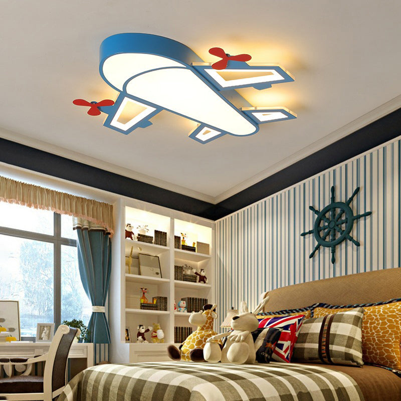 Airplane Acrylic Ceiling Lighting Childrens LED Blue Flush Mounted Lamp for Bedroom Clearhalo 'Ceiling Lights' 'Close To Ceiling Lights' 'Close to ceiling' 'Flush mount' Lighting' 2310893