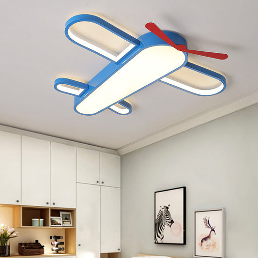 Blue Aircraft LED Flush Mount Lighting Cartoon Metal Flushmount Ceiling Lamp for Bedroom Blue Third Gear Clearhalo 'Ceiling Lights' 'Close To Ceiling Lights' 'Close to ceiling' 'Flush mount' Lighting' 2310902