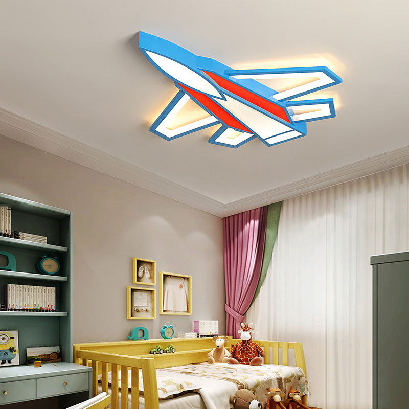 Sky Blue-Red Aircraft Ceiling Mount Lamp Creative LED Acrylic Flush Light for Child Room Red Third Gear Clearhalo 'Ceiling Lights' 'Close To Ceiling Lights' 'Close to ceiling' 'Flush mount' Lighting' 2310923