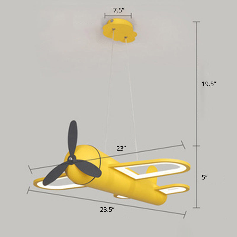 Propeller Jet Hanging Ceiling Light Cartoon Acrylic Childrens Playroom LED Chandelier Yellow 23.5" Clearhalo 'Ceiling Lights' 'Chandeliers' Lighting' options 2310952_83ab637b-cda8-4fa1-bc59-35f7fe117b82