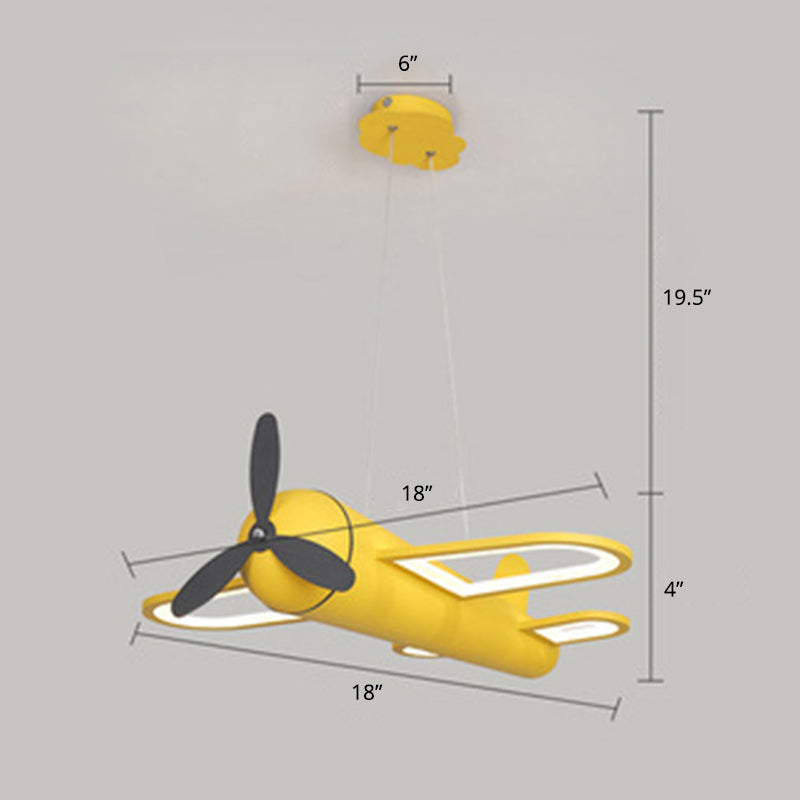 Propeller Jet Hanging Ceiling Light Cartoon Acrylic Childrens Playroom LED Chandelier Yellow 18" Clearhalo 'Ceiling Lights' 'Chandeliers' Lighting' options 2310959_7cb732cf-d303-45ea-b4d4-d3c0d88b593c