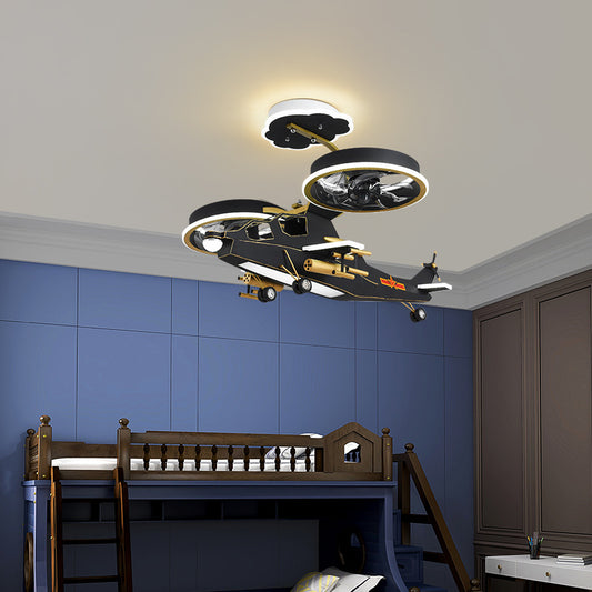 Childrens Military Helicopter LED Chandelier Acrylic Boys Room Hanging Light in Black Clearhalo 'Ceiling Lights' 'Chandeliers' Lighting' options 2310965