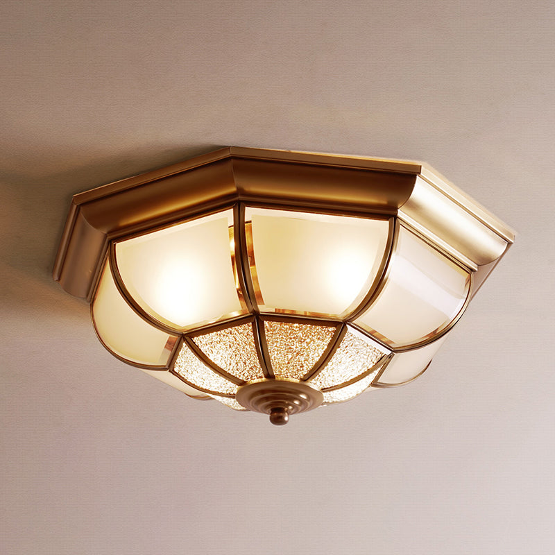 Brass Gourd-Like Ceiling Flush Light Traditional 4-Bulb Bedroom Flush Mount Lighting Fixture Clearhalo 'Ceiling Lights' 'Close To Ceiling Lights' 'Close to ceiling' 'Flush mount' Lighting' 2311031