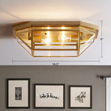 Glass Geometric Ceiling Mount Lamp Simplicity 2-Light Balcony Flush Mount Fixture in Brass Clear Clearhalo 'Ceiling Lights' 'Close To Ceiling Lights' 'Close to ceiling' 'Flush mount' Lighting' 2311036