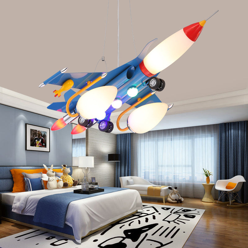 Rocket Aircraft Kids Room Pendant Lighting Acrylic Creative Ceiling Chandelier in Blue Clearhalo 'Ceiling Lights' 'Chandeliers' Lighting' options 2311098