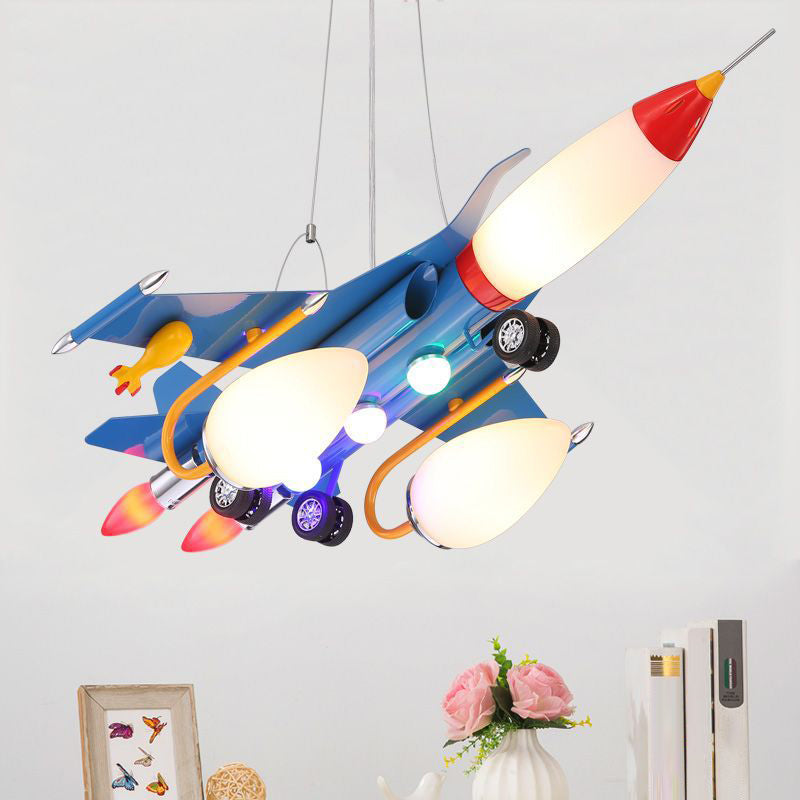 Rocket Aircraft Kids Room Pendant Lighting Acrylic Creative Ceiling Chandelier in Blue Clearhalo 'Ceiling Lights' 'Chandeliers' Lighting' options 2311099