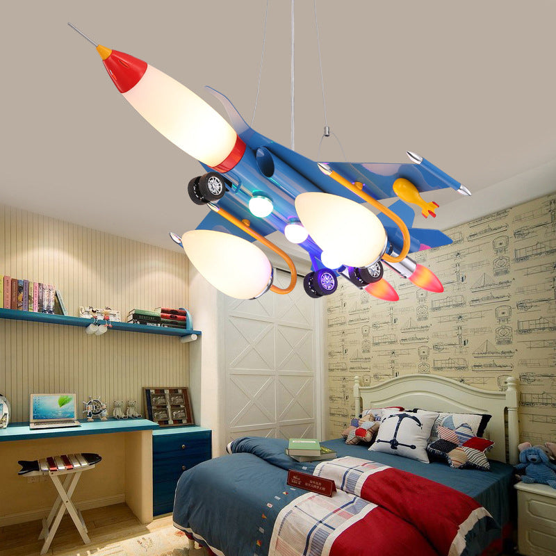 Rocket Aircraft Kids Room Pendant Lighting Acrylic Creative Ceiling Chandelier in Blue Clearhalo 'Ceiling Lights' 'Chandeliers' Lighting' options 2311100