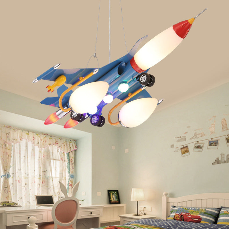 Rocket Aircraft Kids Room Pendant Lighting Acrylic Creative Ceiling Chandelier in Blue Clearhalo 'Ceiling Lights' 'Chandeliers' Lighting' options 2311101