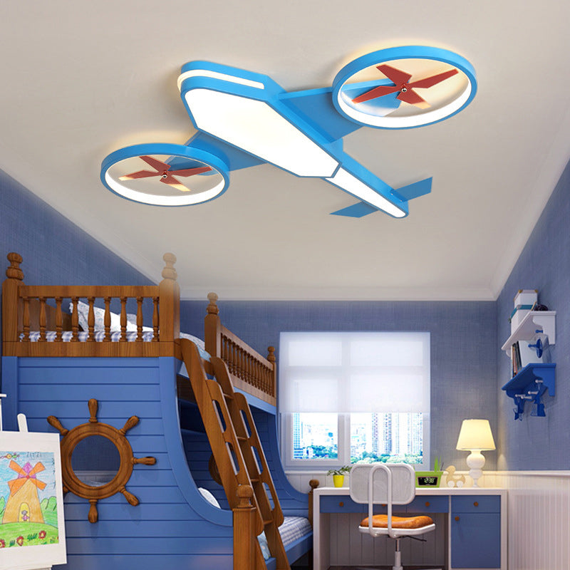 Aircraft Boys Bedroom Flush Mount Light Metal Childrens LED Ceiling Fixture with Acrylic Diffuser Clearhalo 'Ceiling Lights' 'Close To Ceiling Lights' 'Close to ceiling' 'Flush mount' Lighting' 2311149