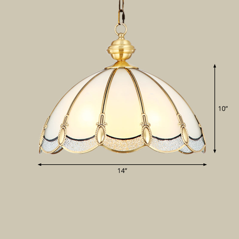 Umbrella Shaped Dining Room Pendant Lamp Antique Opal Glass Gold Chandelier Light Fixture 3 Gold Clearhalo 'Ceiling Lights' 'Chandeliers' Lighting' options 2311309_a606b433-911a-4e21-b8cf-b4306a218480